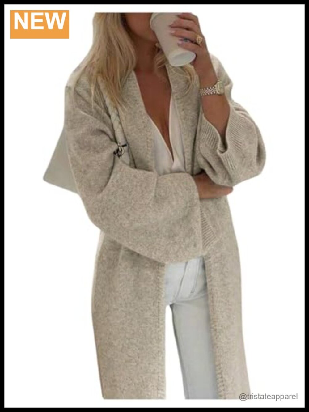 Chunky Knit Open Front Cardigan Long Sleeve Women's Sweater
